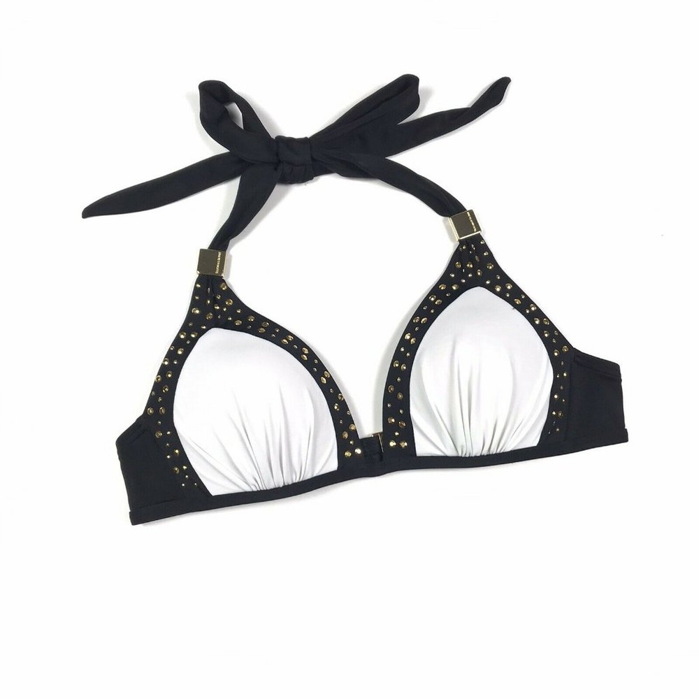 Victoria's Secret Women's Black Gold Swimsuit Bikini Top Size Small